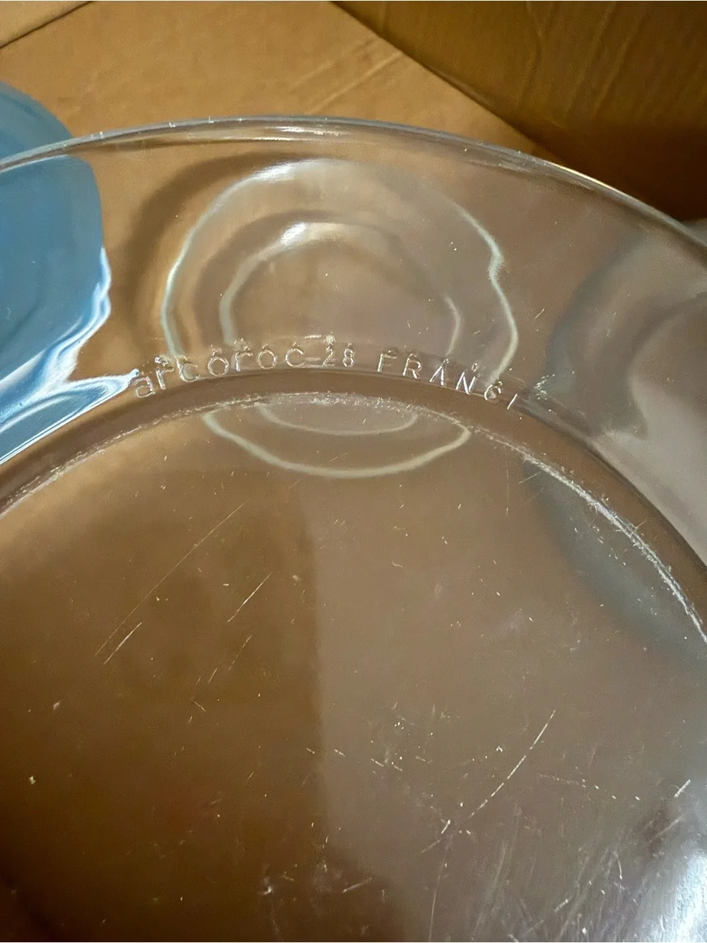 Vintage clear glass plate marked 